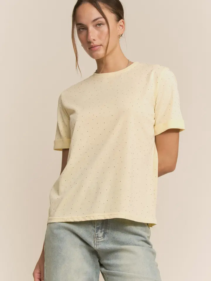 RHINESTONE Embellished Relaxed Crew Neck Tee