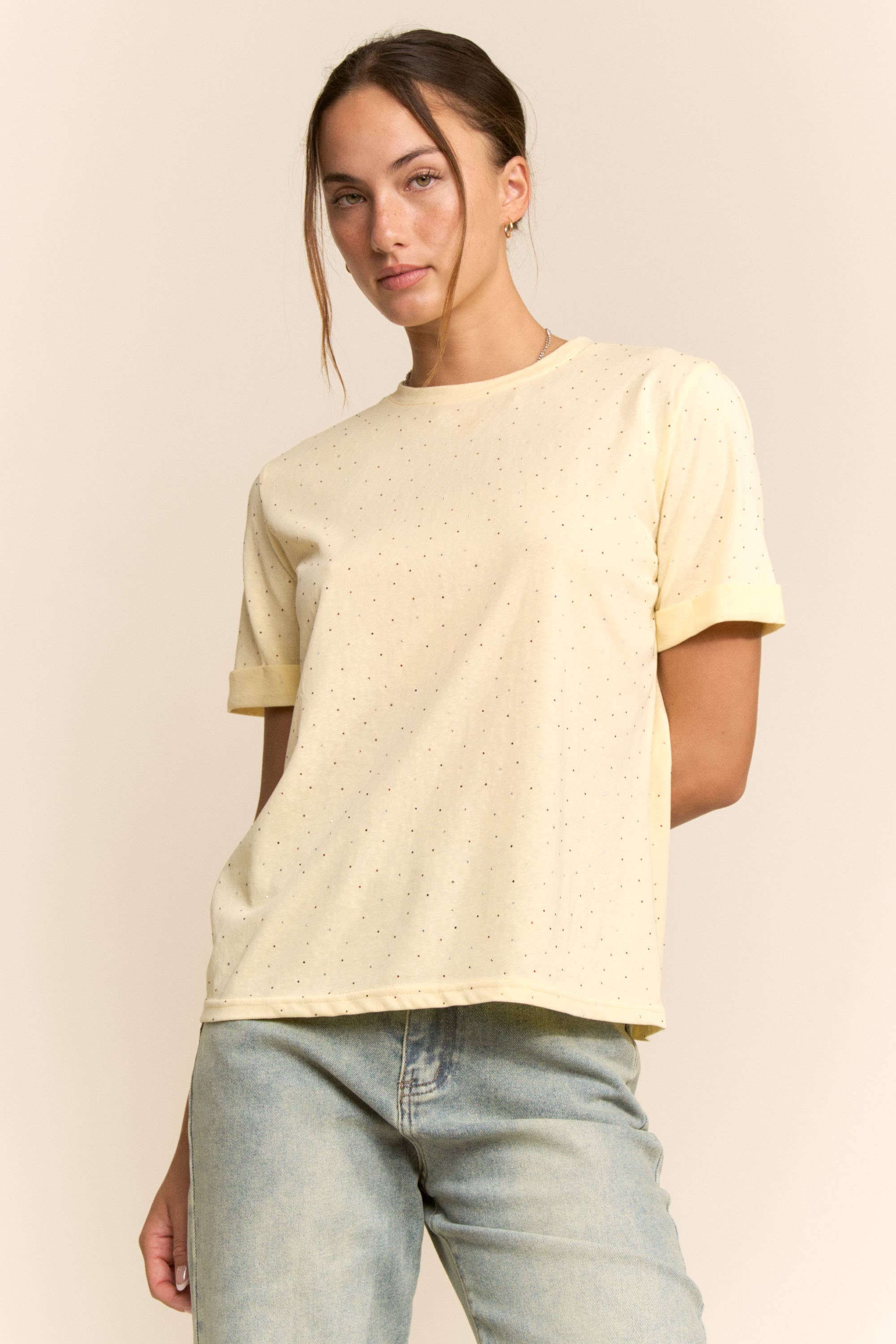 Rhinestone Relaxed Crewneck Tee