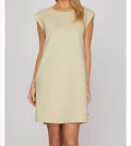 Sleeveless Buttoned Knit Mini Dress with Pockets