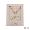 18K Gold Stainless Steel Bow Charm Holder Necklace Gift Set