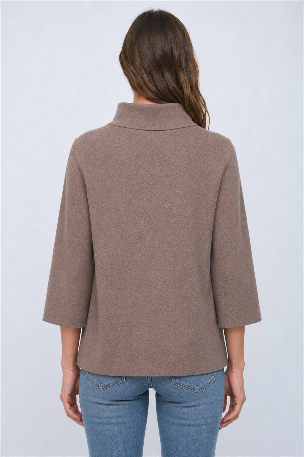 MOCK NECK PULL OVER SWEATER/BELL SLEEVE