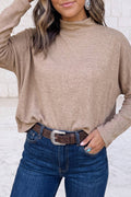 Oversized Mock Neck Long Sleeve Layering Basic Blouse