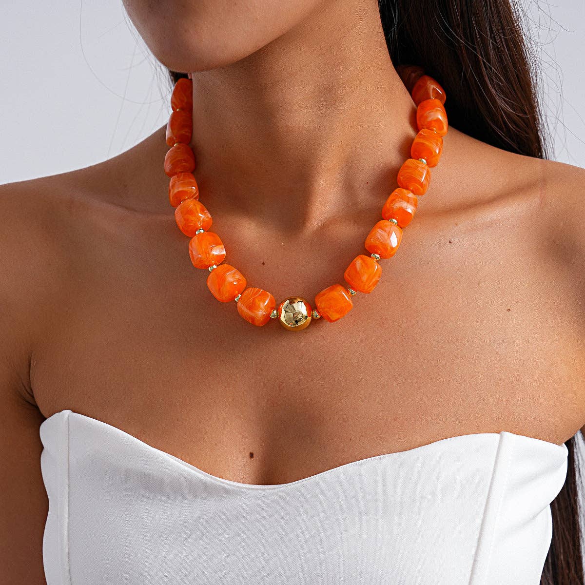 Oversized Acrylic Ombre Geometric Choker Artistic N6H060