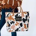 Herd That Cow Hayden Tote Western Cow Print Canvas Travel Bag #M965-COW-VLXK