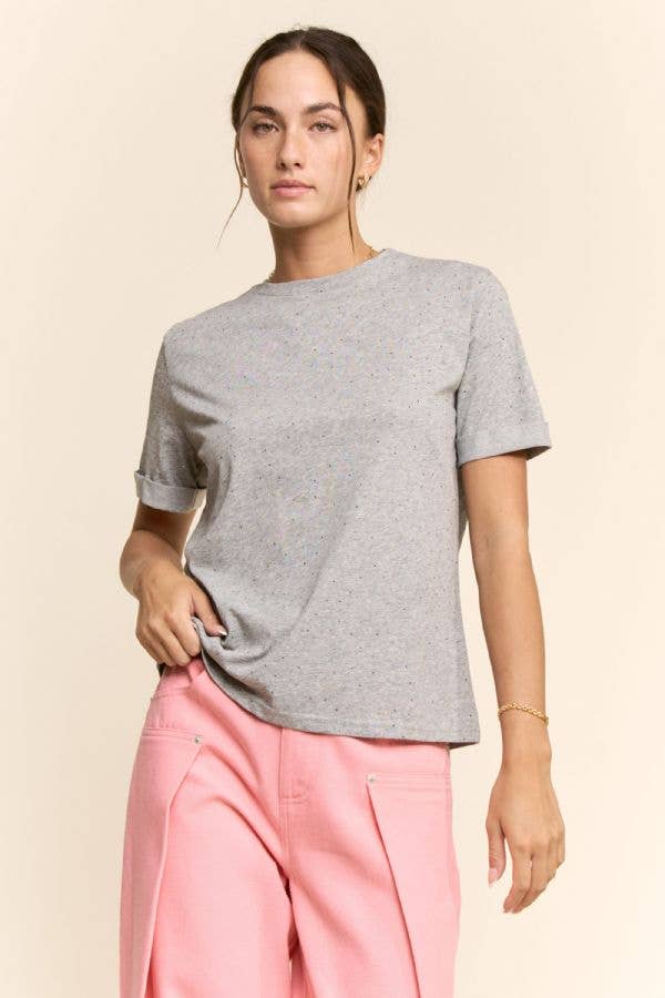 Rhinestone Relaxed Crewneck Tee