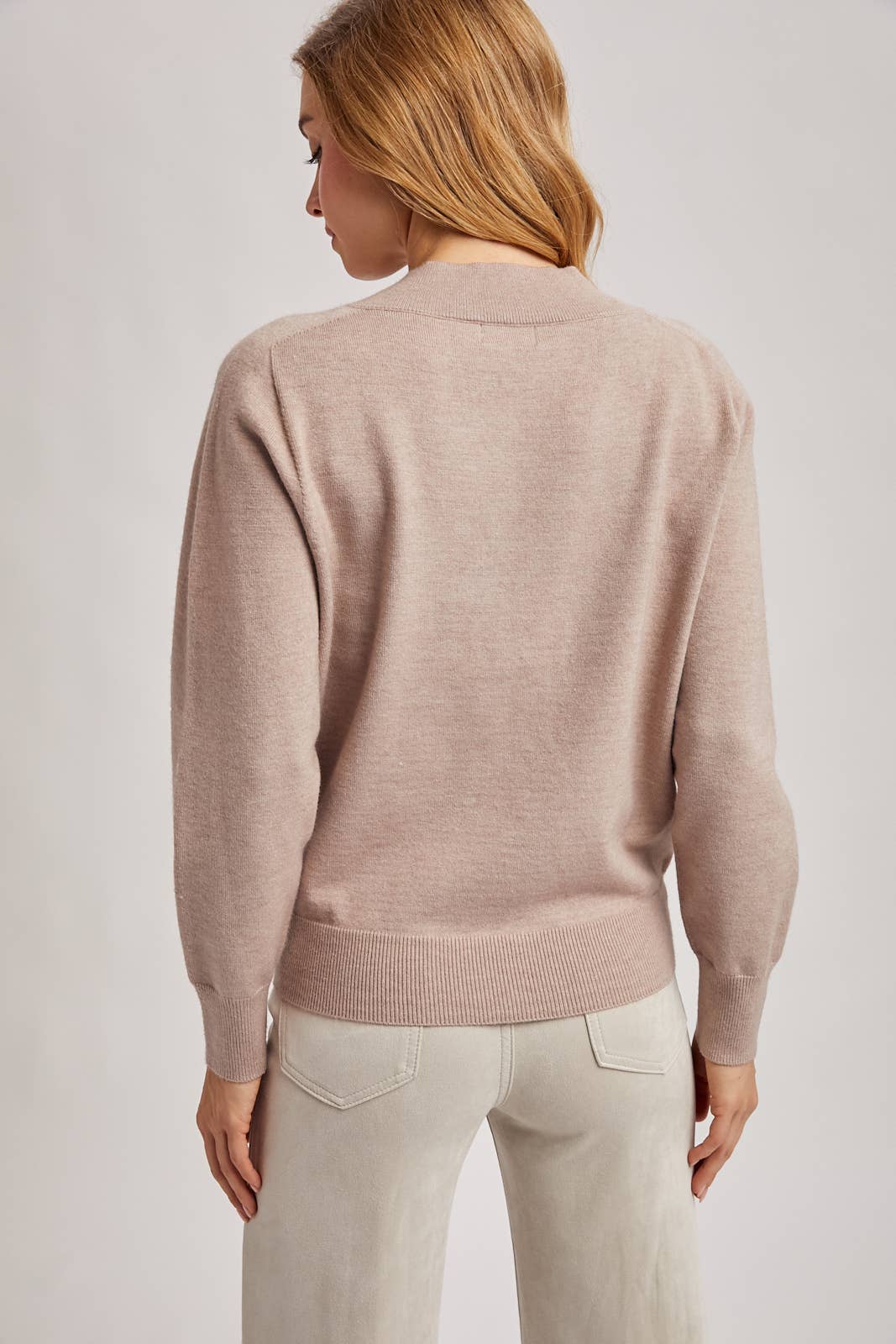 WHOLEGARMENT RIBBED V-NECK KNIT SWEATER