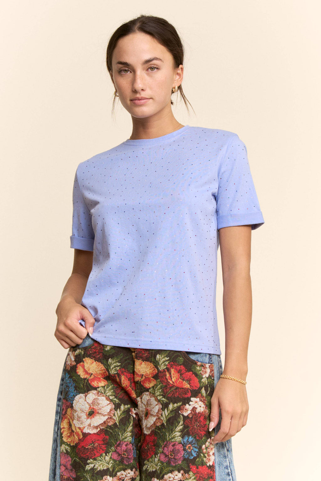 Rhinestone Relaxed Crewneck Tee