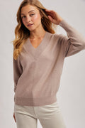 WHOLEGARMENT RIBBED V-NECK KNIT SWEATER