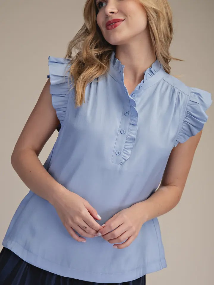 Sleeveless Ruffle Neck Top