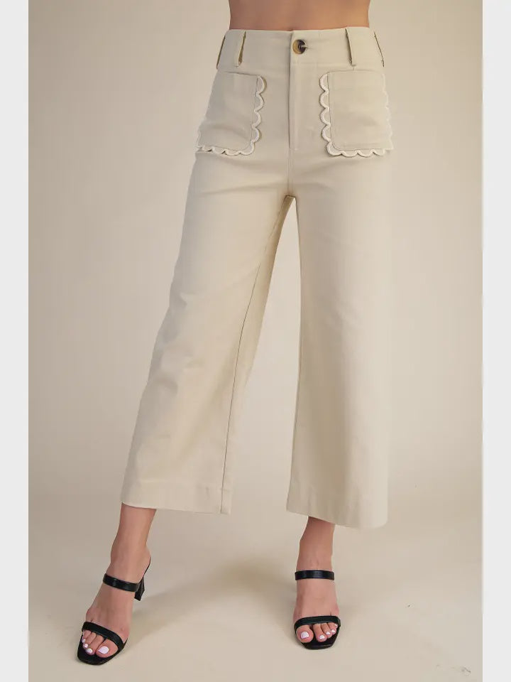 Colette Wide-Leg Scallop Pocket Pants - Reorder Friendly