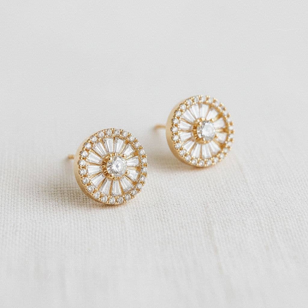 Vintage Glamour Gemstone Stud Earrings