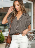 Collared Short Roll-Up Sleeve Button-Down Shirt VT83098