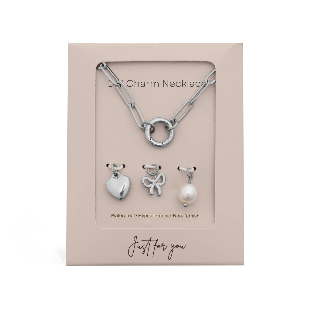 18K Gold Stainless Steel Bow Charm Holder Necklace Gift Set