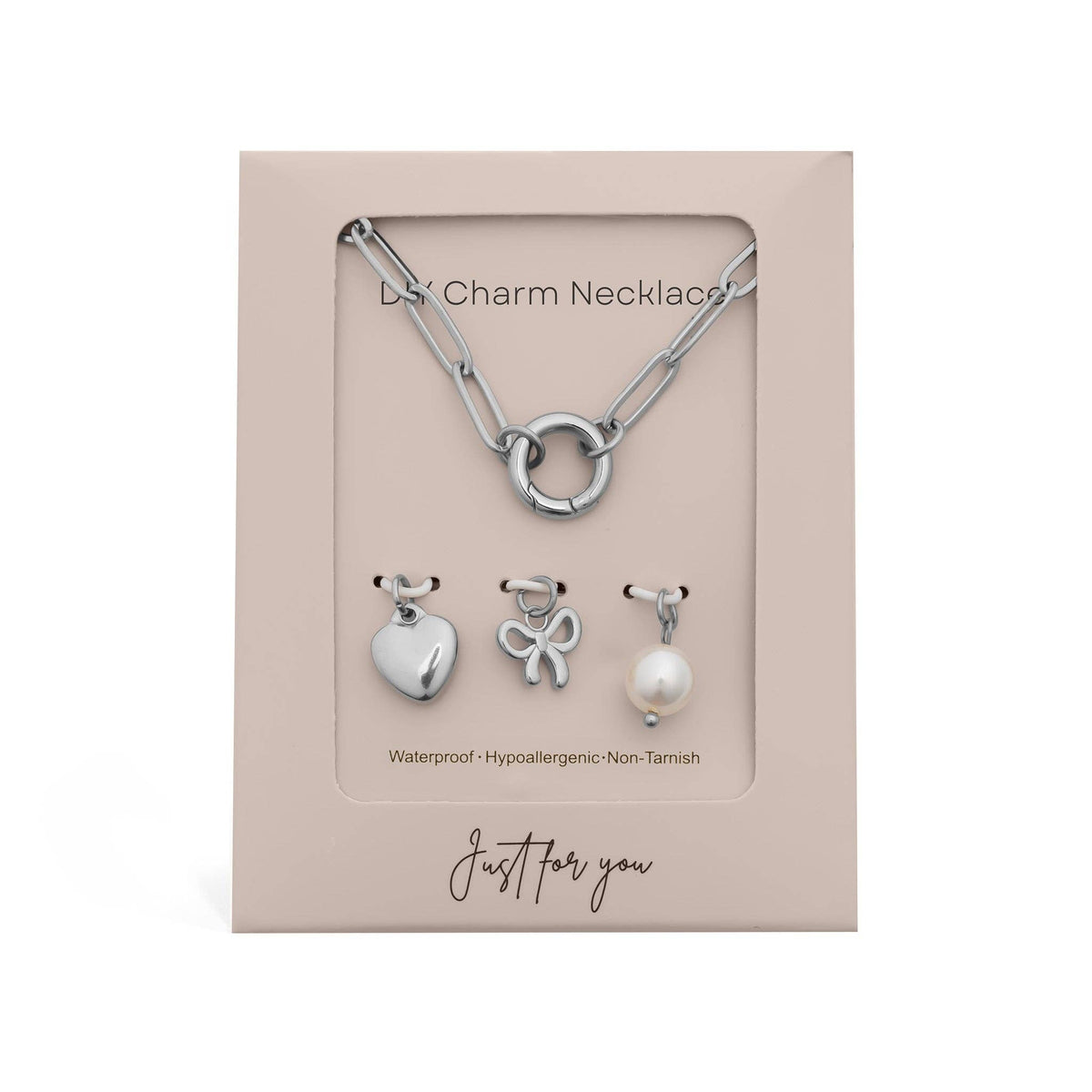 18K Gold Stainless Steel Bow Charm Holder Necklace Gift Set
