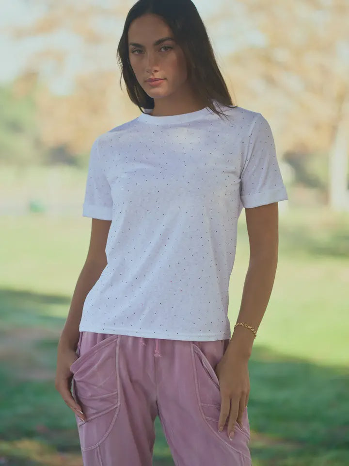 RHINESTONE Embellished Relaxed Crew Neck Tee