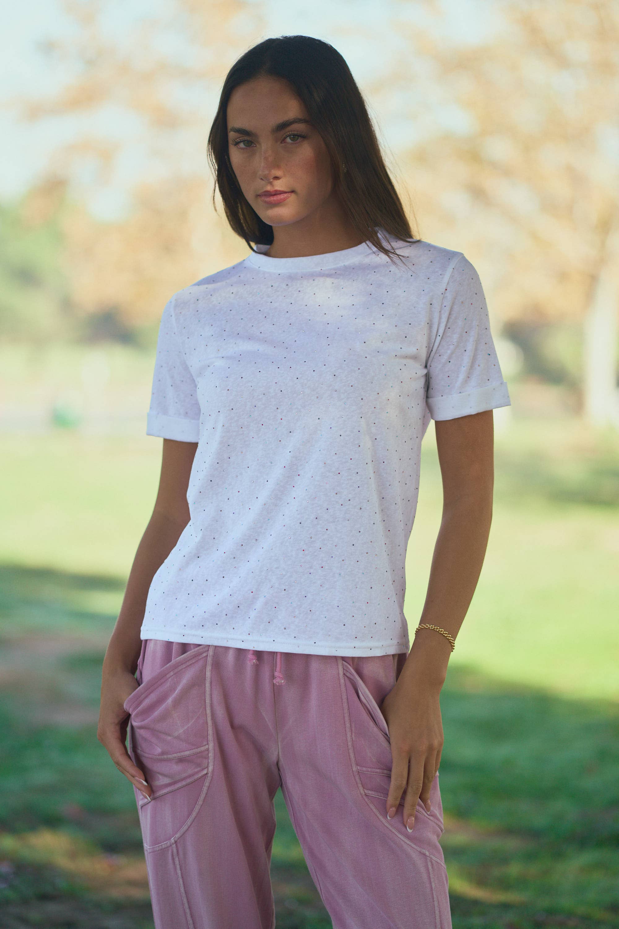 Rhinestone Relaxed Crewneck Tee