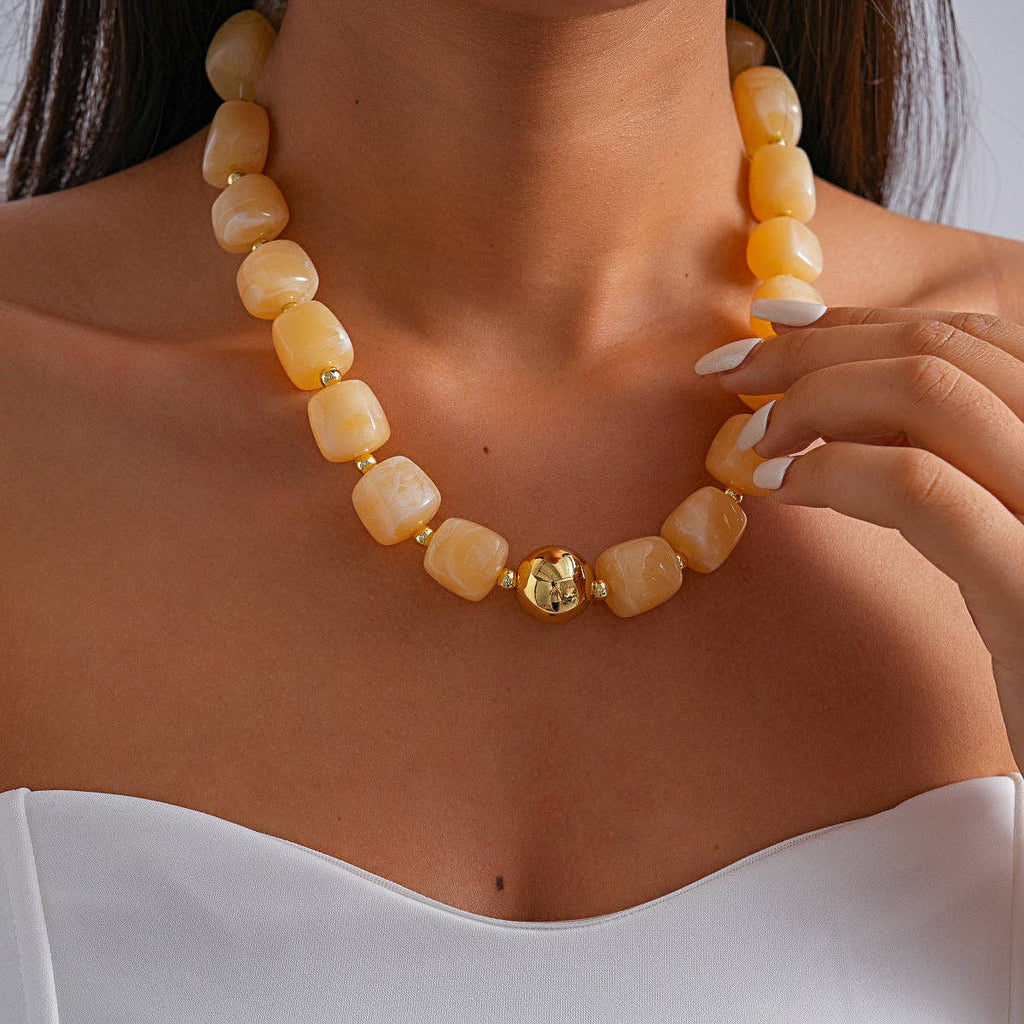 Oversized Acrylic Ombre Geometric Choker Artistic N6H060