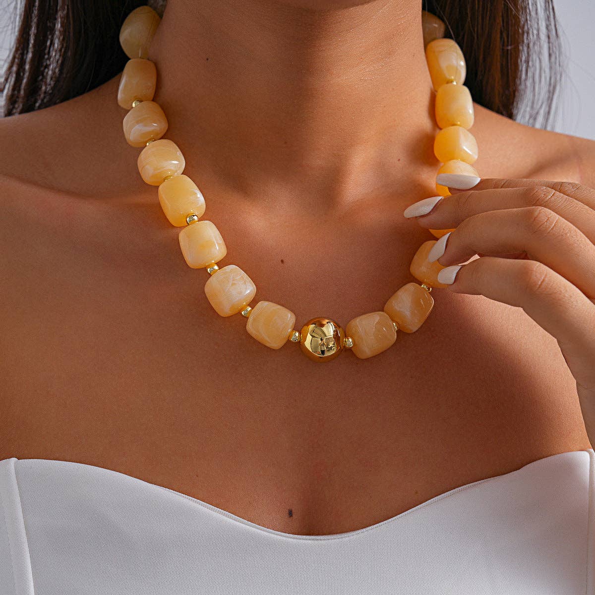 Oversized Acrylic Ombre Geometric Choker Artistic N6H060