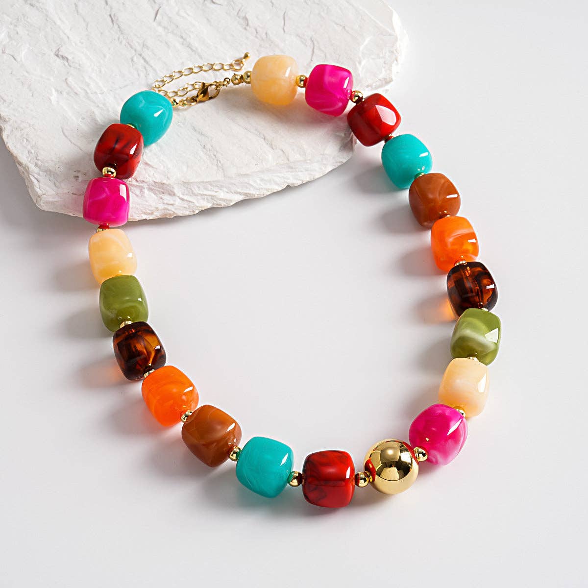 Oversized Acrylic Ombre Geometric Choker Artistic N6H060