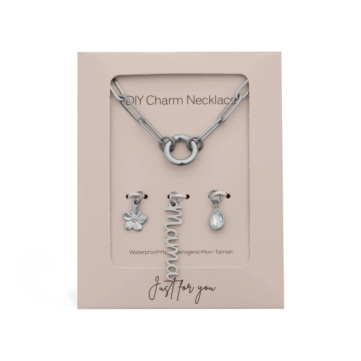 18K Gold Stainless Steel Mama Charm Holder Necklace Gift Set