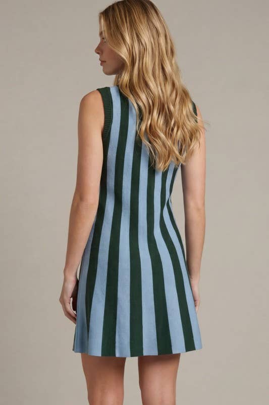 NEW SLEEVELESS STRIPED SWEATER MINI DRESS DR-85790