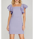 Ruffled Sleeve Dress with Squared Neckline