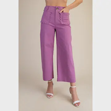 Colette Wide-Leg Scallop Pocket Pants - Reorder Friendly