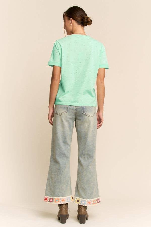 Rhinestone Relaxed Crewneck Tee