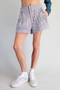 Button Down Mineral Washed Striped Short