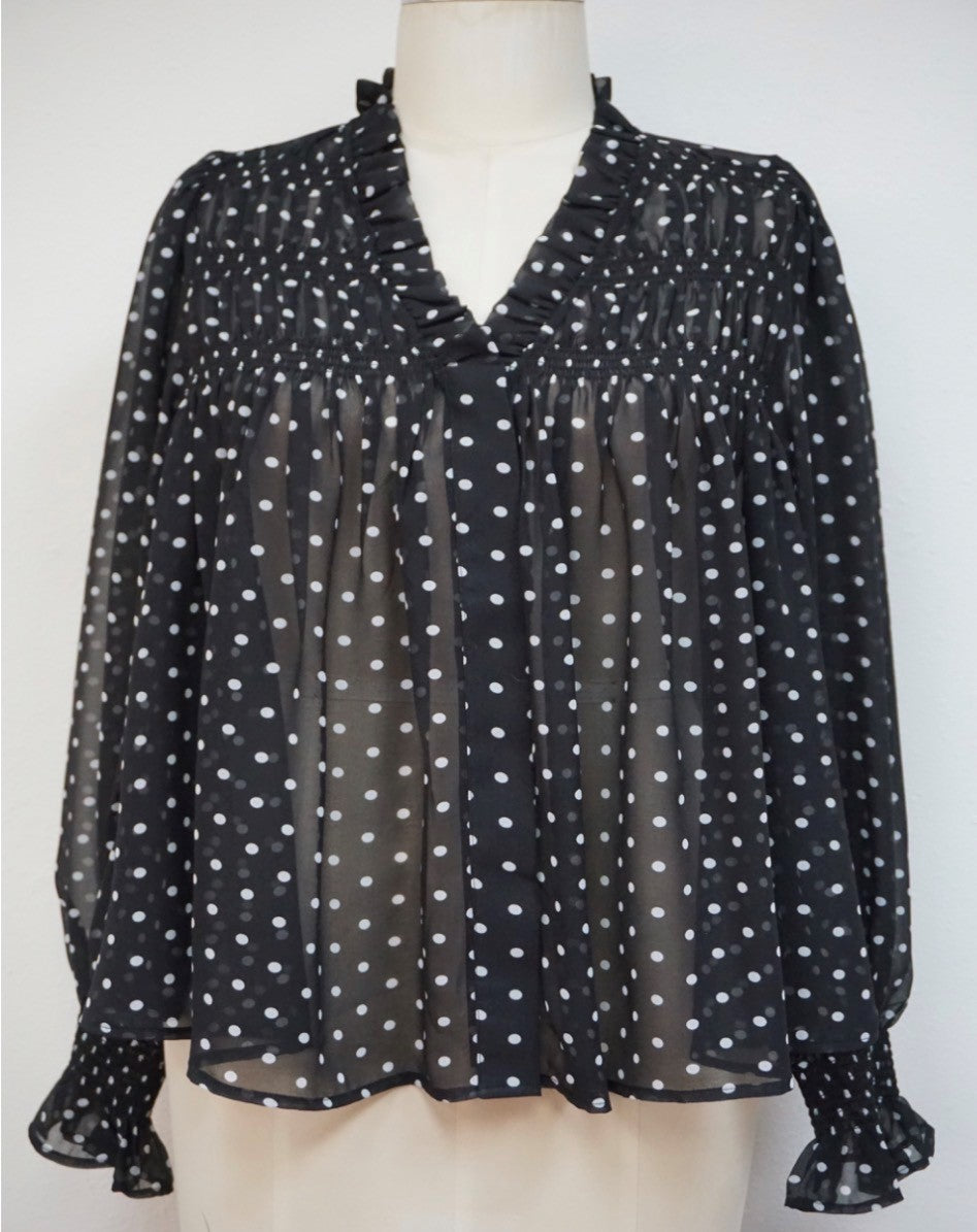 Smocked Polka Dot Blouse
