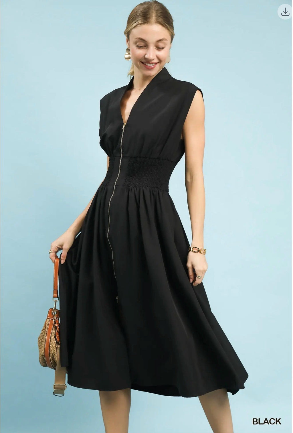Zipper Sleeveless Dress