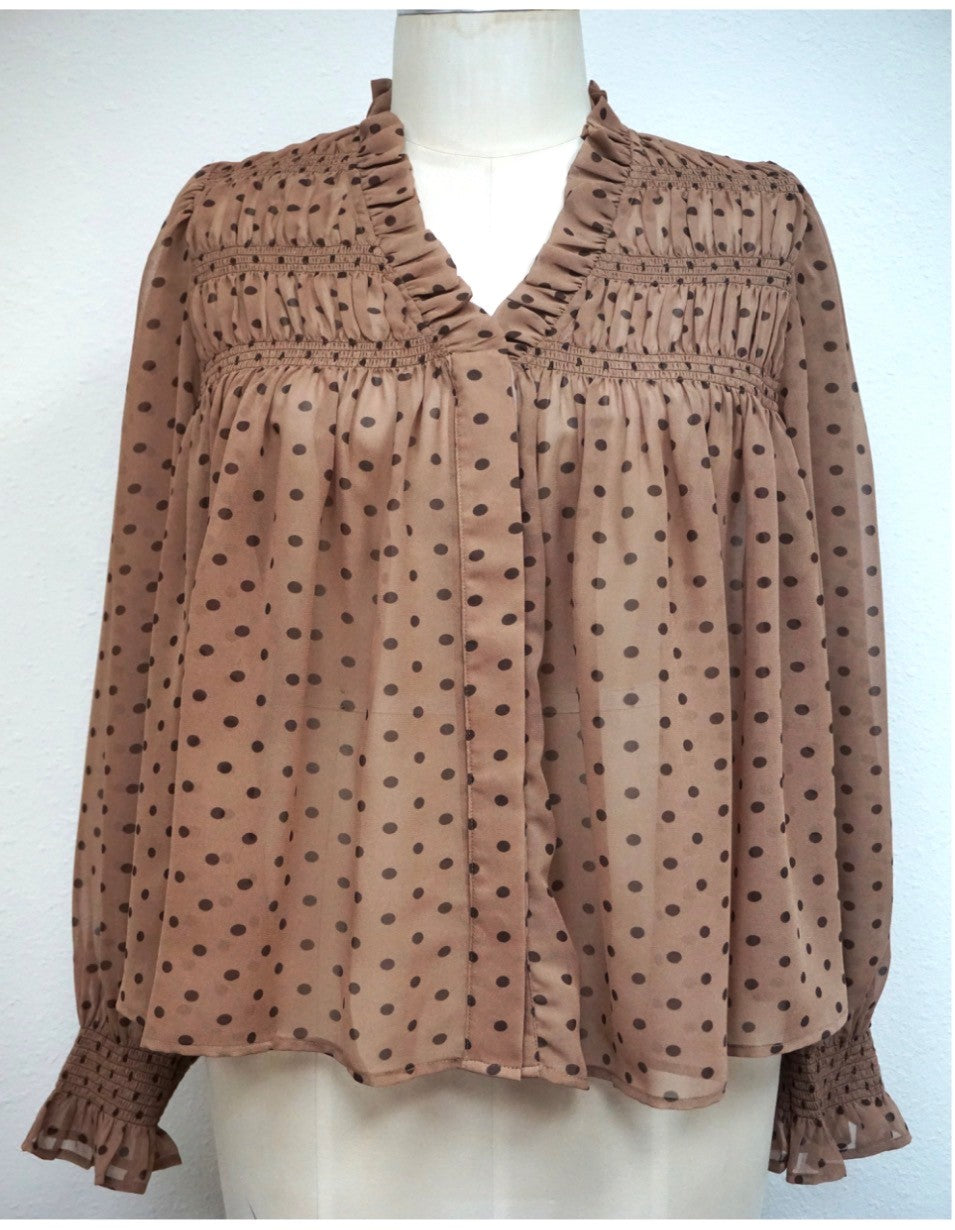 Smocked Polka Dot Blouse