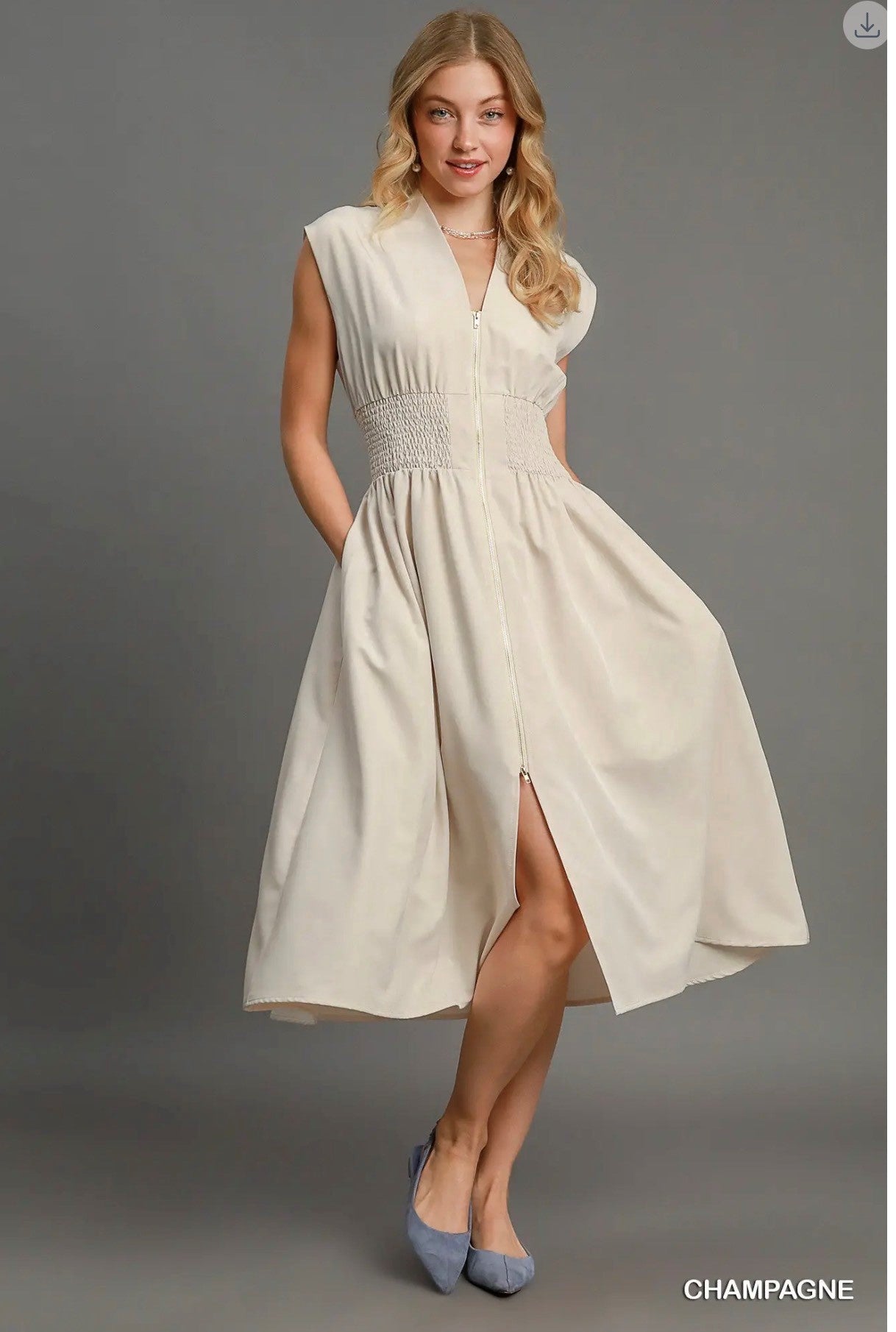 Zipper Sleeveless Dress
